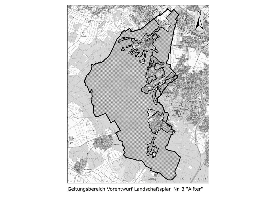 Karte Geltungsbereich Vorentwurf Landschaftsplan Nr. 3 "Alfter"