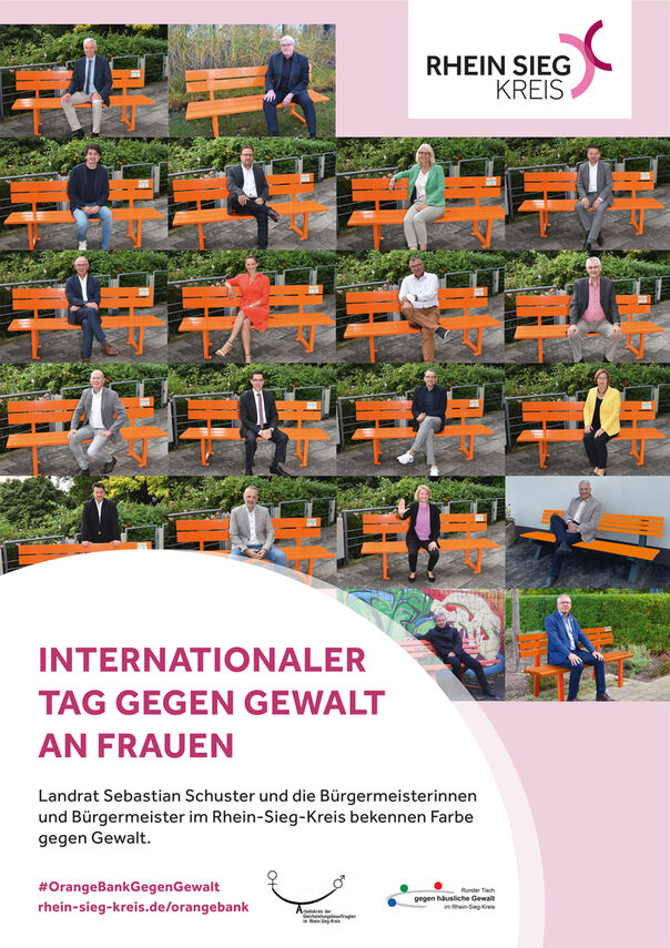 Landrat Sebastian Schuster und die Bürgermeisterinnen und Bürgermeister im Rhein-Sieh-Kreis bekennen Farbe gegen Gewalt