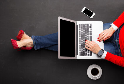 Woman working on laptop