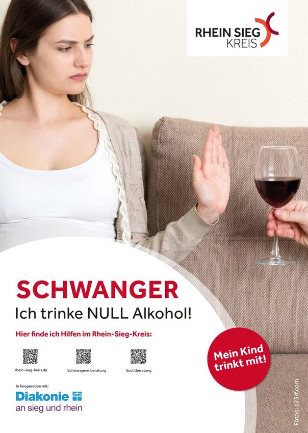 Plakat Kampagne "Schwanger: Ich trinke NULL Alkohol"