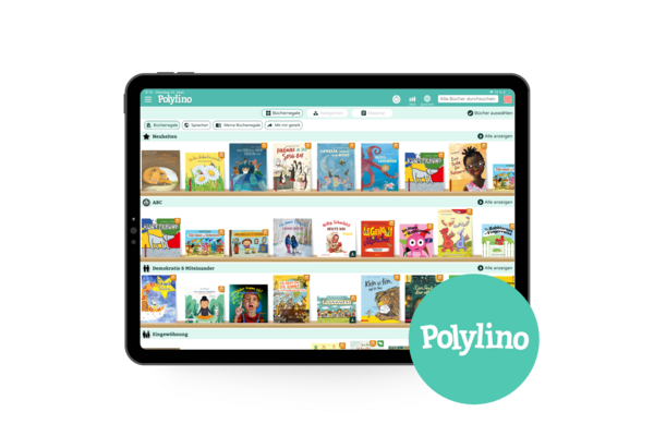 Polylino Infobild mit Buchrücken