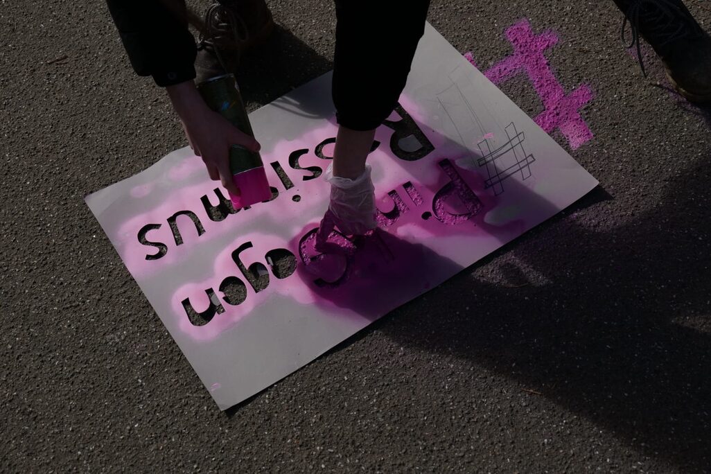 Aktion der Courage-AG am SIBI Bad Honnef zu Pink gegen Rassismus