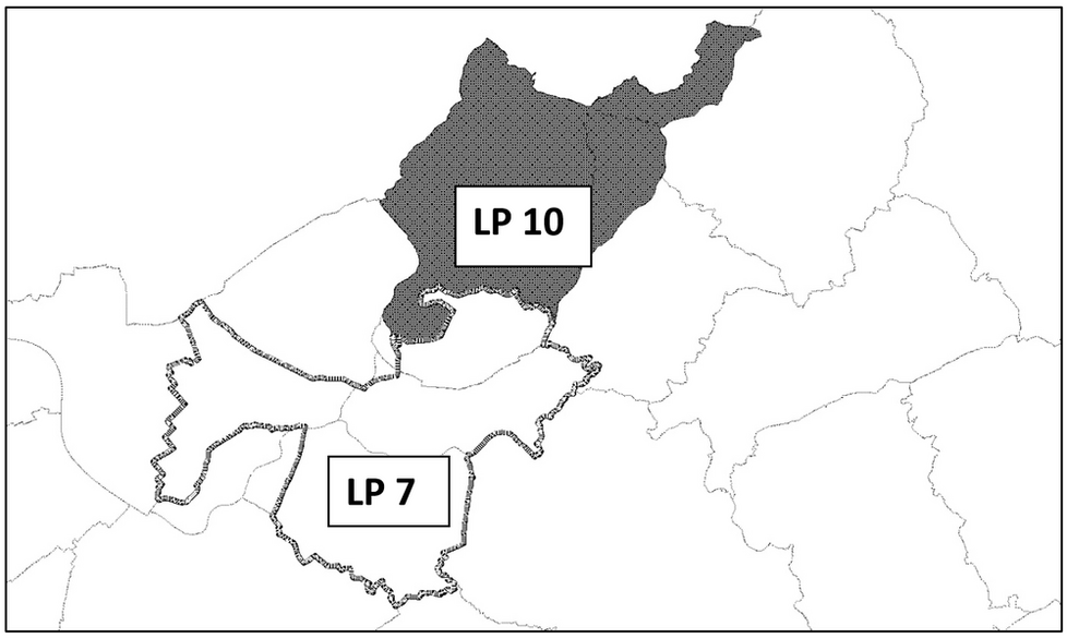Bisherige Abgrenzung der Geltungsbereiche des LP 7 und LP 10