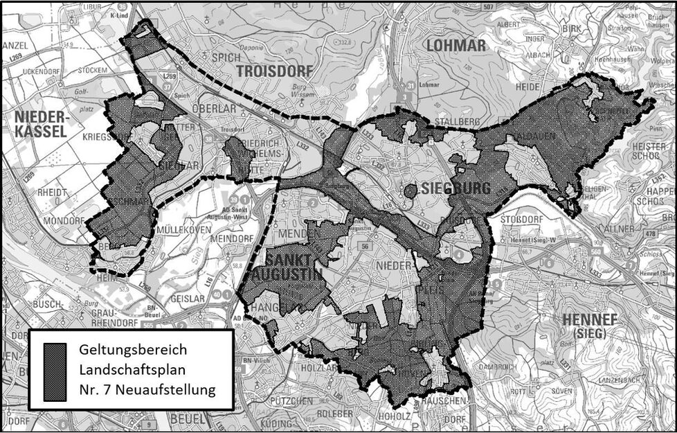 Karte Geltungsbereich Landschaftsplan Nr. 7 Neuaufstellung