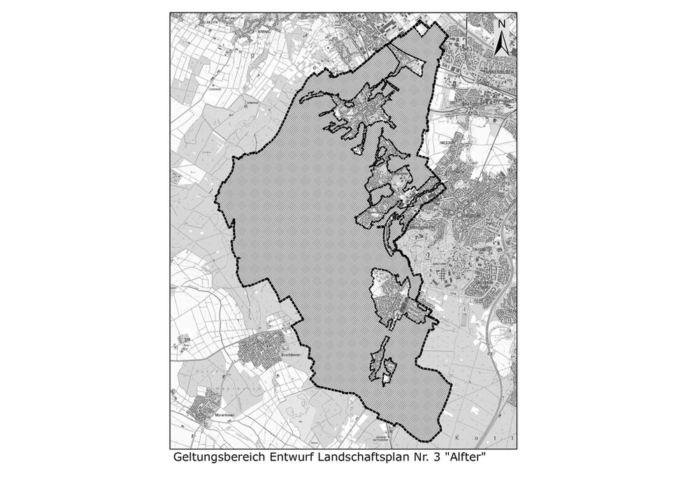 Geltungsbereich Entwurf Landschaftsplan Nr. 3 "Alfter"